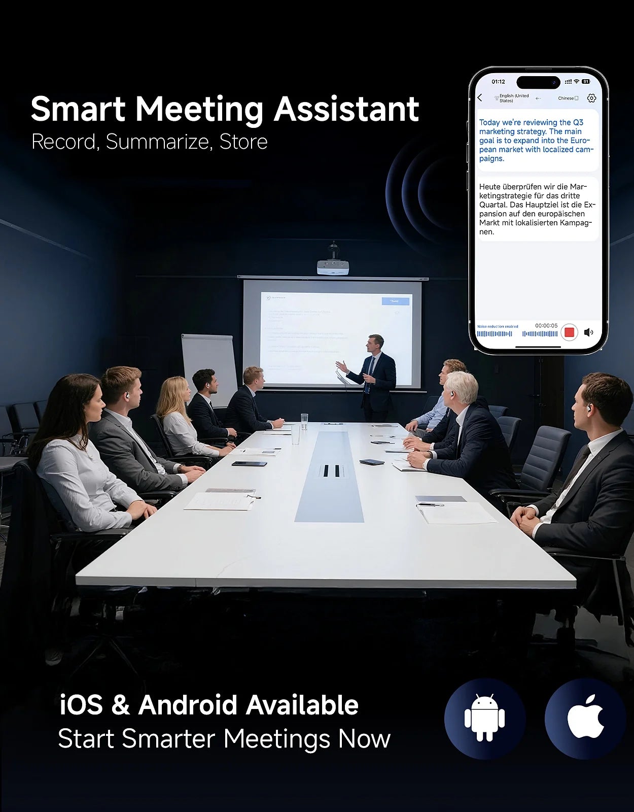 AI Translation Earbuds, Real Time Translator Earphones for 144 Languages, Wireless Bluetooth Headphones Compatible with Ios & Android, Ideal for Travel Business