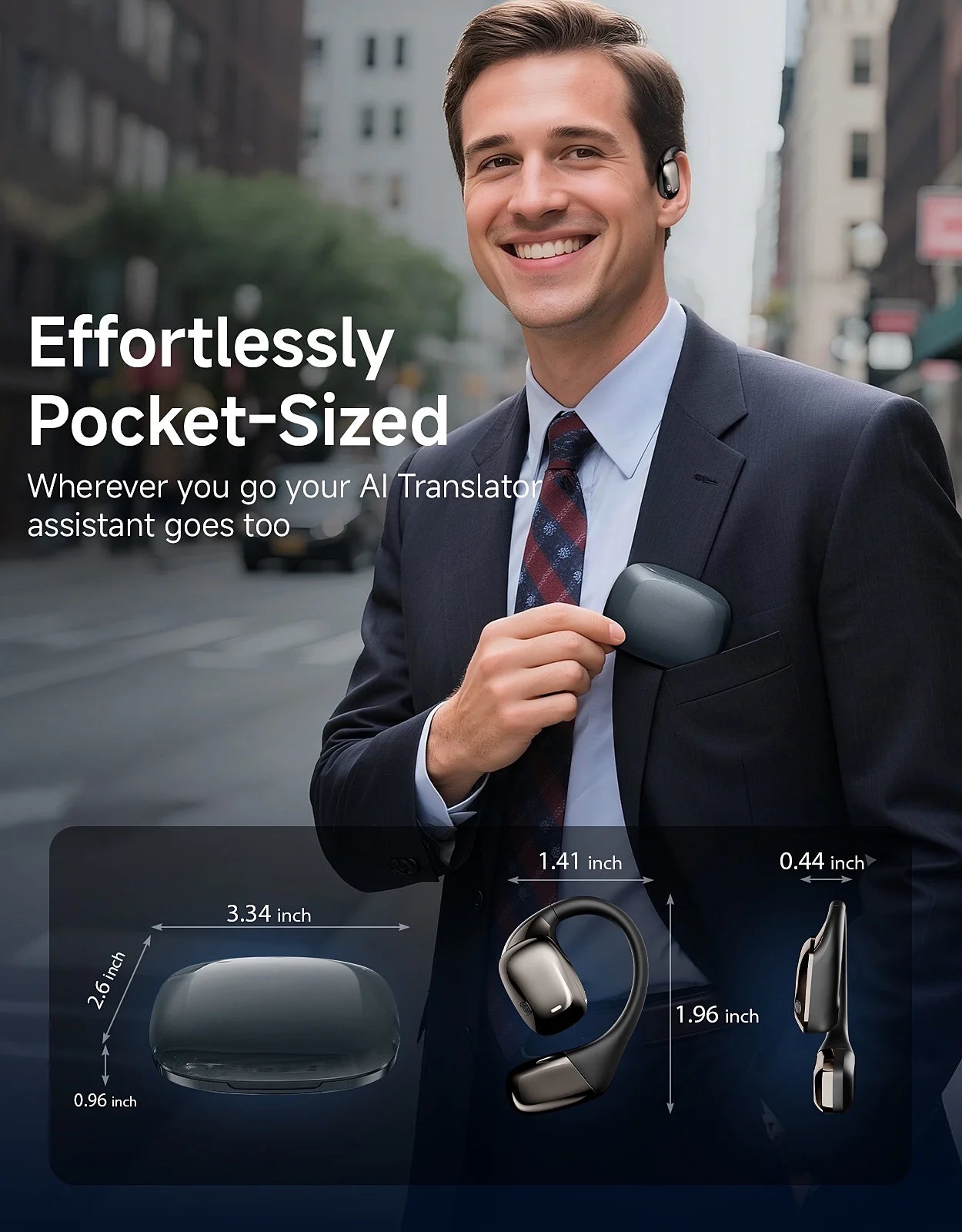 AI Translation Earbuds, Real Time Translator Earphones for 144 Languages, Wireless Bluetooth Headphones Compatible with Ios & Android, Ideal for Travel Business